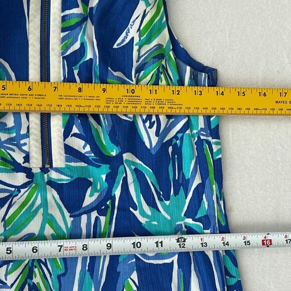 Lilly Pulitzer 'Penelope' Print Cotton Sheath Dress Blue Green Sleeveless Size 2 - Picture 12 of 14